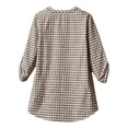 thumbnail image 6 of Turilly Women's Gingham Plaid Button-Up Shirt, V-Neck 3/4 Sleeve Tunic Top with Roll Up Tab Sleeves Casual Spring Blouse, 6 of 6