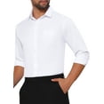 thumbnail image 4 of INSPIRE CHIC Men's Shirt Point Collar Long Sleeve Button Solid Color Business Dress Shirt 2XL White, 4 of 5