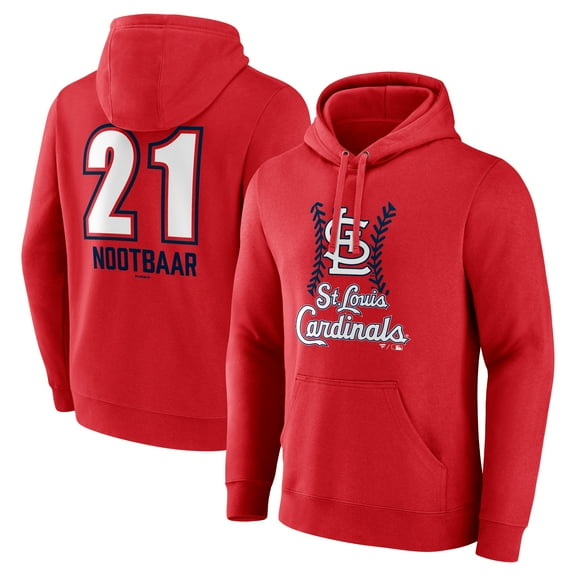 Men's Lars Nootbaar Red St. Louis Cardinals Fastball Player Name & Number Pullover Hoodie