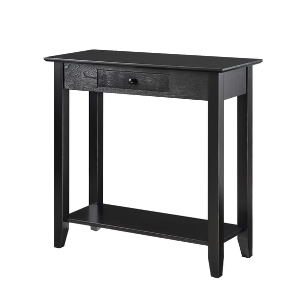 Pemberley Row Pine Wood Black Hall Table Rectangular Bottom Shelf 30" x 31.5" x 14" Unassembled