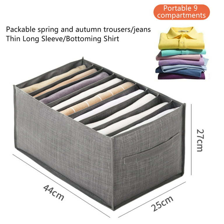 Sutowe Jeans Storage Box Non-Woven Fabric Clothes Drawer Organizer Visible Gray Clothes Divider Box Space-Saving Storage Container for Clothes Jeans