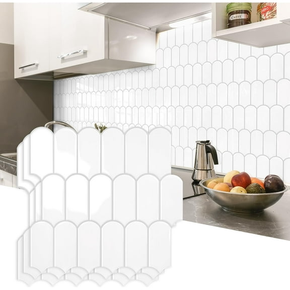 Upgraded Thicker Design Peel and Stick Backsplash Tile, 10-Sheet White with Gray Grout Self Adhesive Vinyl Wall Tiles, Stick on Backsplash for Kitchen, Bathroom,RV