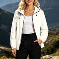 thumbnail image 2 of Ke1Clo Women's Lightweight Hooded Jacket Casual Zip Up Long Sleeve Windbreaker Outdoor Spring Fall Loose Fit Cardigan Coat White L, 2 of 7