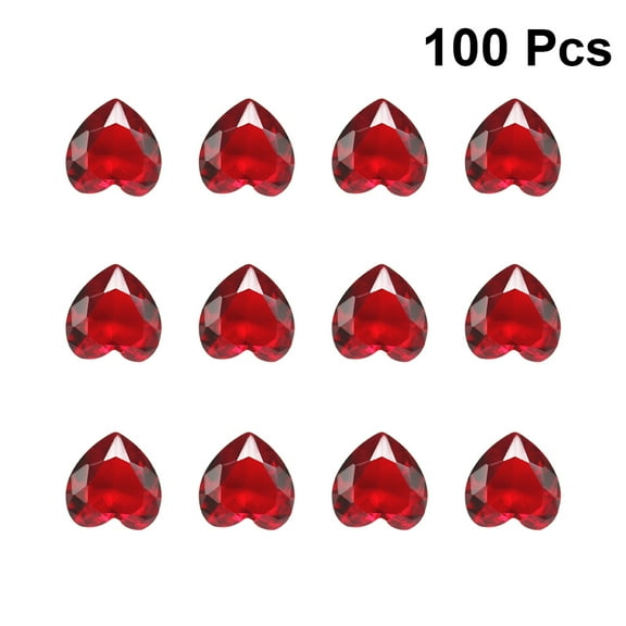 MERRYHAPY 10Pcs Red Glass Heart Shaped Ornaments For Valentine's Day Table Decor