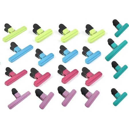

20 Pack Chip Bag Clip Food Bag Clip Assorted Sizes Plastic Heavy Seal Grip 5 Colors
