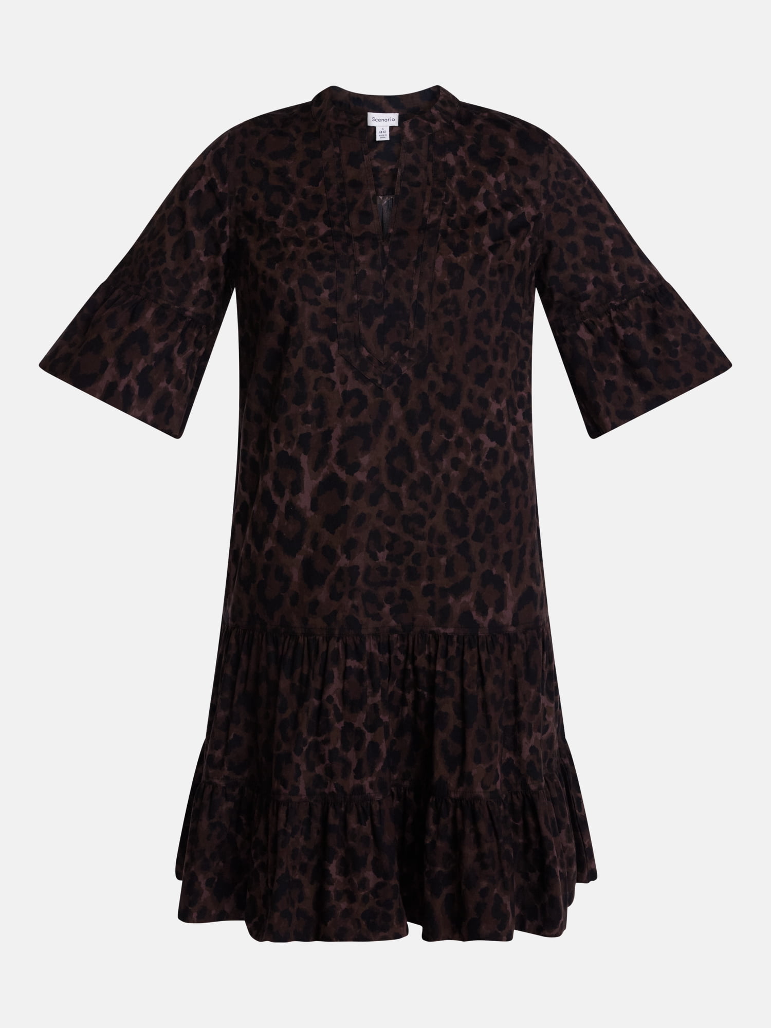 Scenario Women's and Women's Plus V Neck Mini Dress with Flutter Sleeves, Sizes XS-4X