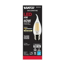 SATCO S21313 4W 120V CA10 3000K 350 Lumen LED E26 Medium Base Light Bulb Dimmable (6 Pack)