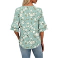 thumbnail image 6 of Womens Tops Dressy Casual Ruffle 3/4 Sleeve V Neck Double Chiffon Blouses Tops 2026 Spring Summer Outfits, 6 of 7