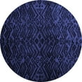 thumbnail image 1 of Ahgly Company Machine Washable Indoor Round Abstract Blue Modern Area Rugs, 3' Round, 1 of 4