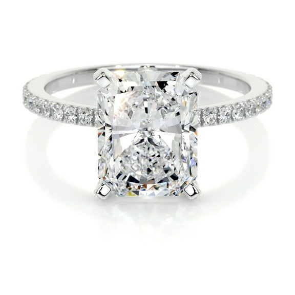 Blue Jewel Radiant Cut Excellent 2.4 Ct Diamond Ring For Women's - 14K White Gold Plated Ring - Eternity Band Diamond Rings for Women's - Solitaire with Accent Diamond Rings - Gifts for Women's