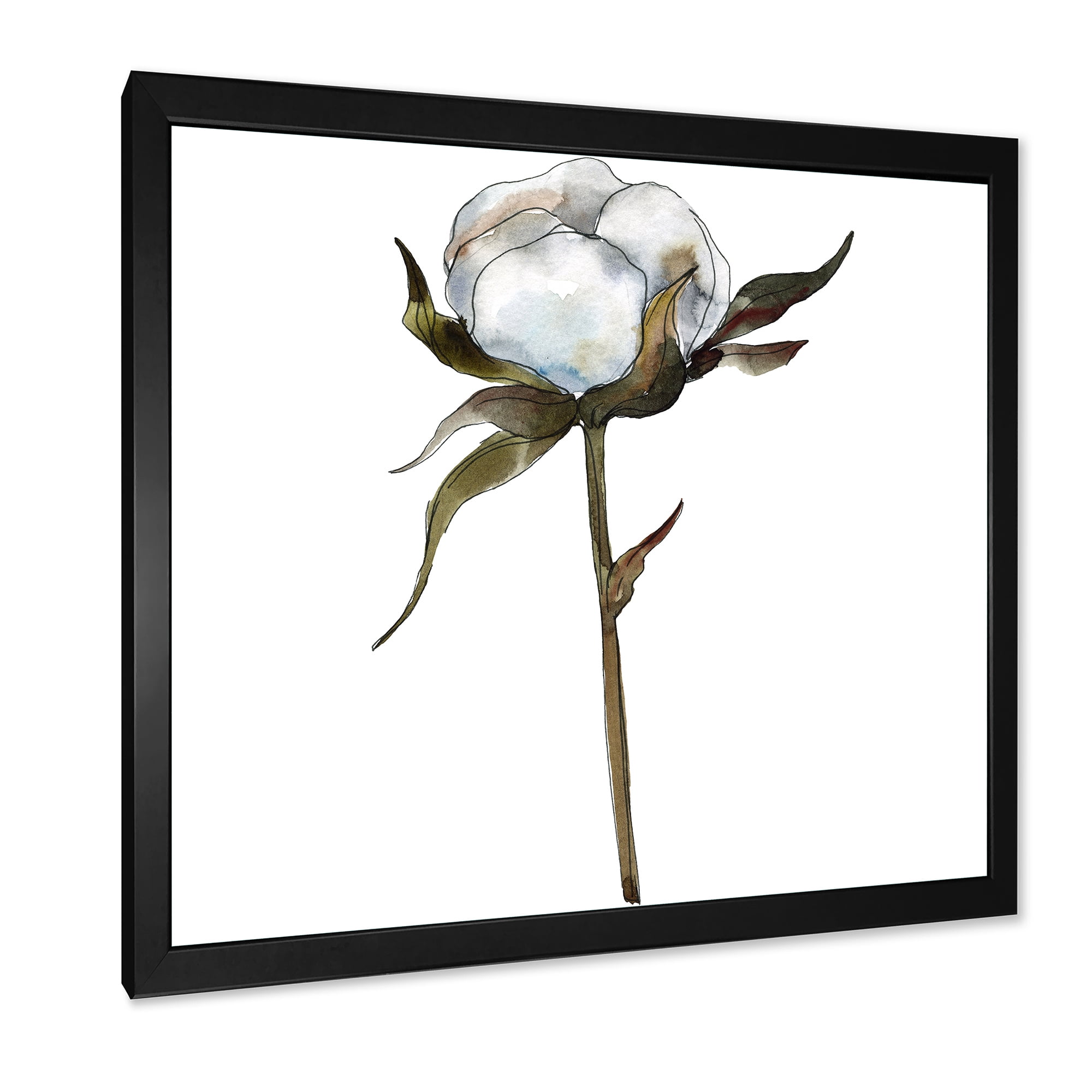 Designart 'Cotton Flower Retro Style' Traditional Framed Art Print
