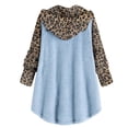thumbnail image 2 of Ropa Kawaii para mujer, Sudadera con capucha de estilo lindo, chaqueta con orejas de gato, manga larga abotonada, retales con estampado de leopardo, estampado de leopardo, 2 of 3