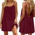 thumbnail image 2 of HBBIKVI Open Back Mini Slip Dress for Women Summer Sleeveless Dress with Spaghetti Straps,Side Slit Hem,and Lightweight Relaxed Fit for Beach Summer Outings, 2 of 8