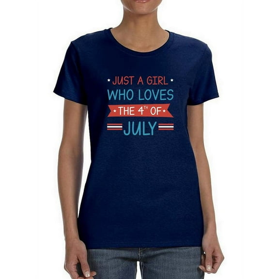 Girl Loves 4Th Of July Shaped T-Shirt Women -Smartprints Designs, Female Medium