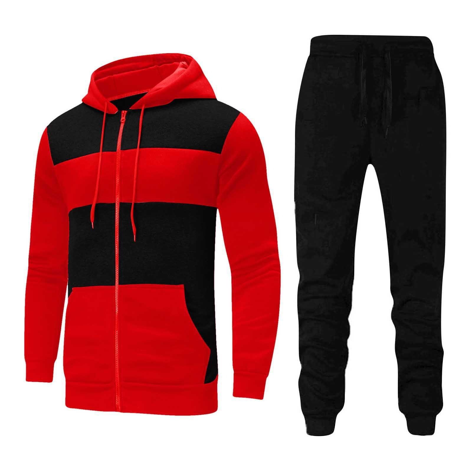 Men's Fleece Tracksuit Sweat Suit with Zip Up & Gym Athletic