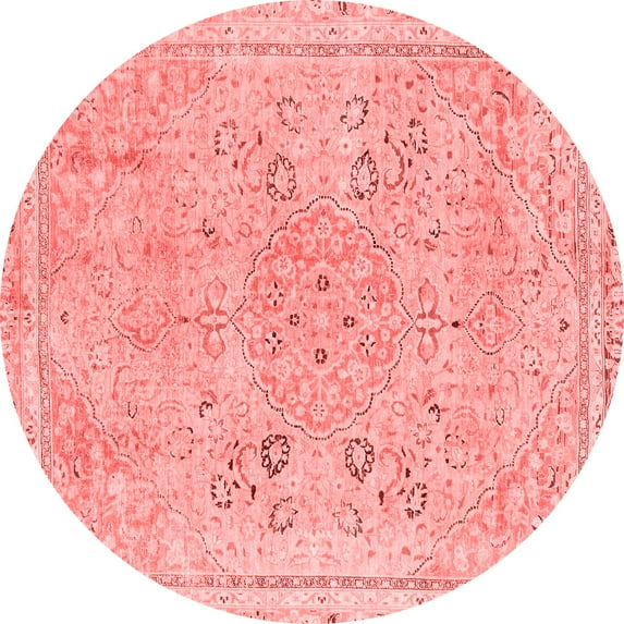 Ahgly Company Indoor Round Abstract Red Modern Area Rugs, 8' Round