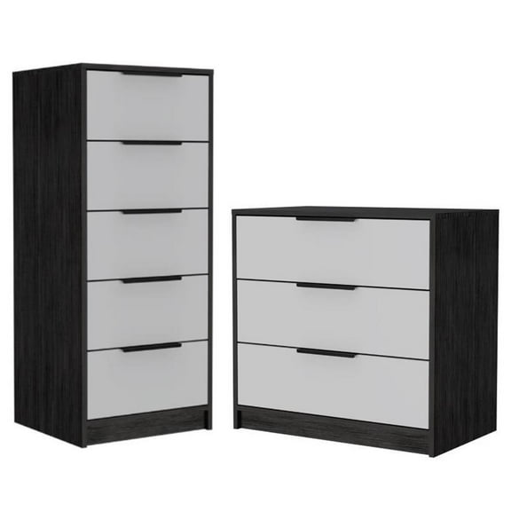 Home Square 2-Piece Set with 3 Drawer Dresser and 5 Drawer Dresser In Smoky Oak