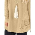 thumbnail image 2 of DYMADE Women Lace Splice Long Sleeve Solid Round Neck Top, 2 of 4