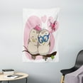 thumbnail image 1 of Love Birds Cartoon Sitting on Branch Bee Retro Kids Decor Wall Hanging Tapestry, 1 of 1