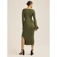 thumbnail image 2 of Scoop Women’s Midi Sweater Dress with Ruffled Bell Sleeves, Sizes XS-XXL, 2 of 4