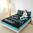 thumbnail image 4 of jejeloiu Gymnastics Dancer Bed Sheets,Sequin Diamond Print King Sheets,Cyan Gym Girl Sheet Set For Princess,Lightweight Room Decor,4-Piece, 4 of 7