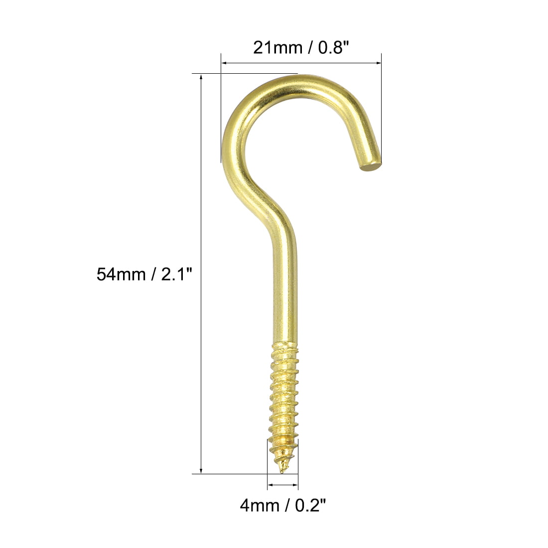 2.8" Screw Eye Hooks Self Tapping Screw-in Hanger with Plate Golden 30pcs 