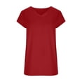 thumbnail image 5 of Women's Short Sleeve V Neck Top T-Shirt Blouse, Solid Color Loose Fit Casual Daily Wear Tunic, Fashion Essential Gift for Women | Aestivo,Red L, 5 of 6