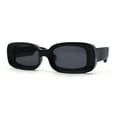 thumbnail image 2 of Womens Mod Thick Plastic Narrow Rectangle Bold Rich Sunglasses Black, 2 of 4