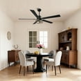 thumbnail image 2 of Vaczon 60" Industrial Matte Black Large Smart DC Motor Ceiling Fan with Light and Remote, APP Control, 2 of 17