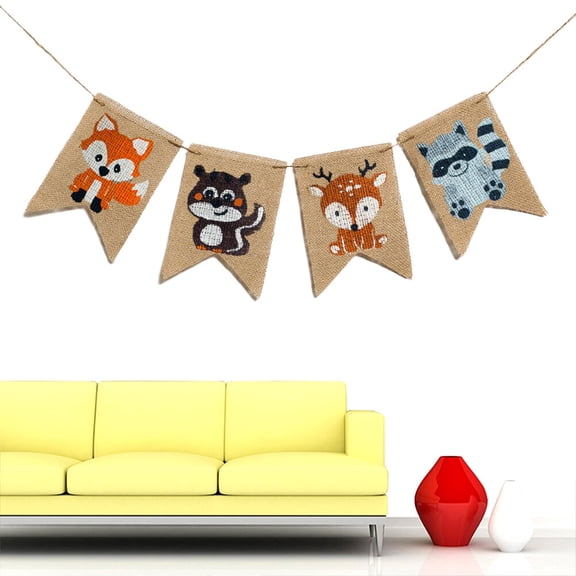 HINTRMENT 1Pack Bunting Banner Animal Patterned Nursery Decorations Fabric Garland For Indoor Or Outside Use 2M