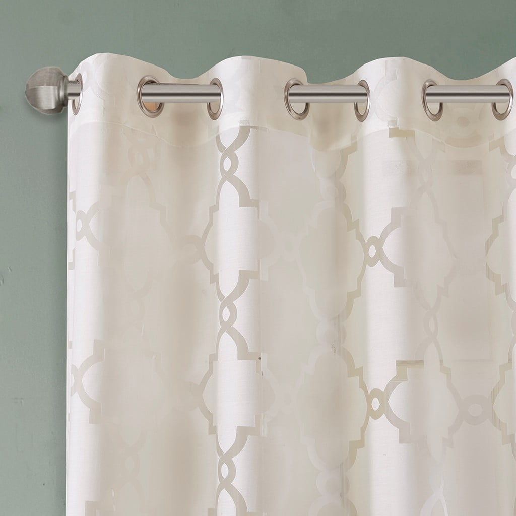 Fretwork Burnout Sheer Curtain Panel (Only 1 Pc Panel)