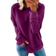 thumbnail image 1 of Pxiakgy Chandail Décontracté à Manches Longues pour Femmes Automne Hiver Col Rond Couleur Unie Violet + TTG, 1 of 5