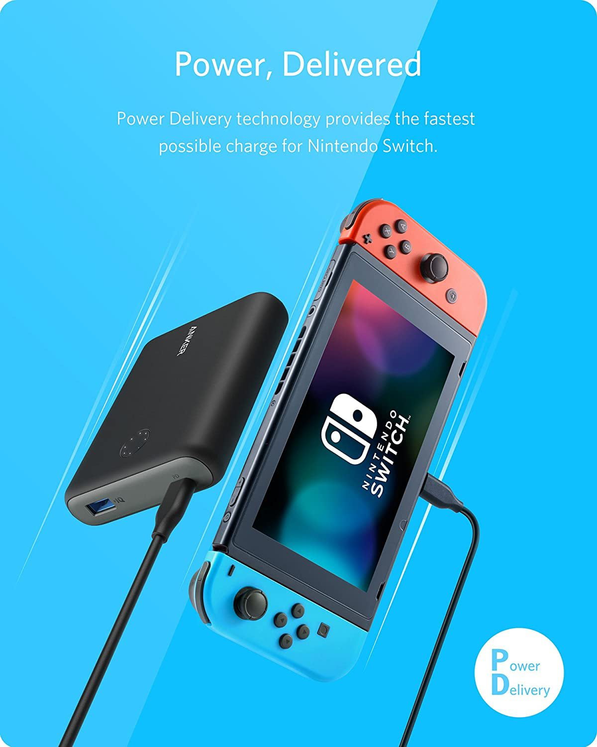 Power Delivery] Anker PowerCore 13400 Nintendo Switch The Official 13400mAh Portable Charger for Nintendo Switch, for use with iPhone X/8, USB-C MacBooks, and - Walmart.com