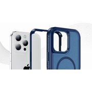 Nakedcellphone Tough Series for Apple iPhone 16 Pro Max Phone Case, Dual Layer, Anti-Fingerprint, Compatible with MagSafe - Blue