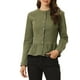 thumbnail image 1 of CHAQUETA DE JEANS PARA MUJER INSPIRADA CHIC, CON BOTONES, HEM PEPLUM, MANGAS LARGAS, CORTA, VERDE EJÉRCITO, TALLA 3XL, 1 of 6