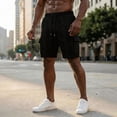 thumbnail image 2 of Gym Shorts Men Solid Color Drawstring Casual Swim Trunks Elastic Waist Summer Beach Hiking Golf Shorts With Pockets, 2 of 3