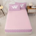 thumbnail image 4 of Homewish Personalized Initial W Zipper Twin Comforter Sets with Fitted Sheet and 2 Pillowcases for Girls, Pink Bowtie Polka Dots Zipper Bedding Set,4-Piece, Pink Reversible, 4 of 6