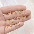 thumbnail image 3 of Pendientes de estilo lindo con forma de fruta tropical, pendientes de circonita con incrustaciones de diamantes para mujer, joyería de plata 925 con pasador en vivo, 3 of 6