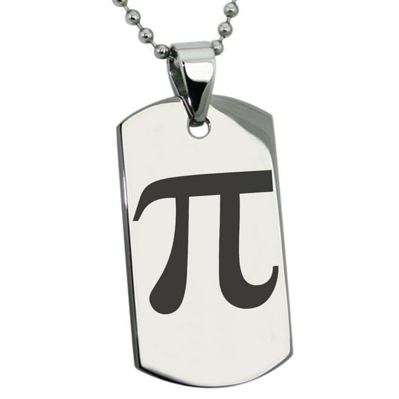 Stainless Steel Pi Mathematical Engraved Dog Tag Pendant Necklace