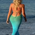 thumbnail image 3 of PENGXIANG Femmes Bretelles Spaghetti Sans Dos Creux Bodycon Maxi Robes de Plage, 3 of 6