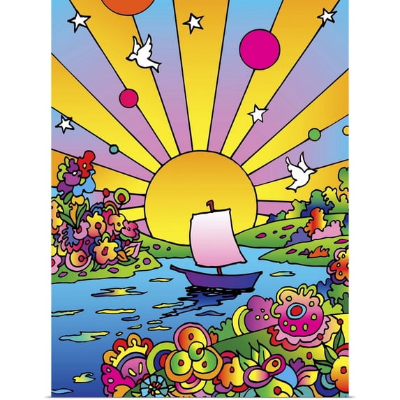 Great BIG Canvas | Rolled Howie Green Poster Print entitled Cosmic Boat Color