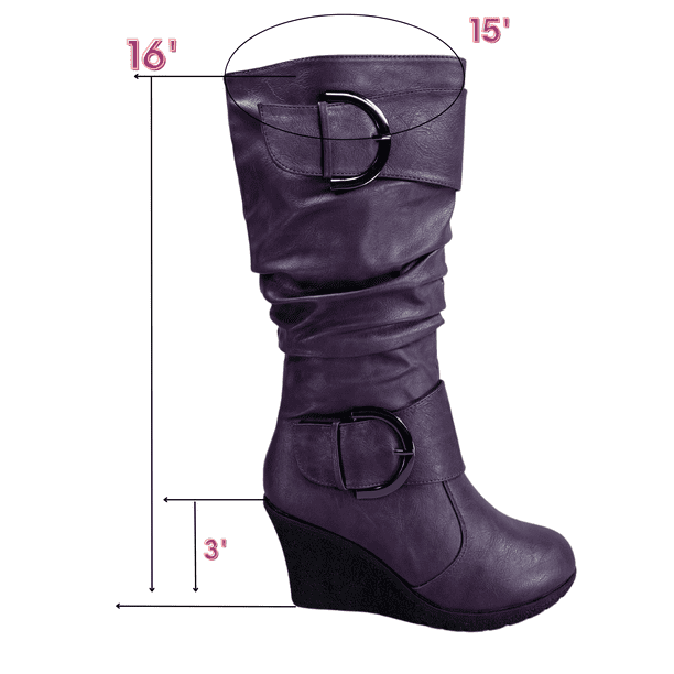 Women s Fashion Zip Knee High Boots Casual Wedge Heel Winter Shoes Purple 10