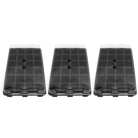 YAHHU 3-Set 24 Cell Plant Germination Trays with Breathable Lids, Seedling Starter Kit for Indoor Gardening Propagation (14.4 x 9.1 x 4.1 inches / 36.5 x 23 x 10.5 cm)