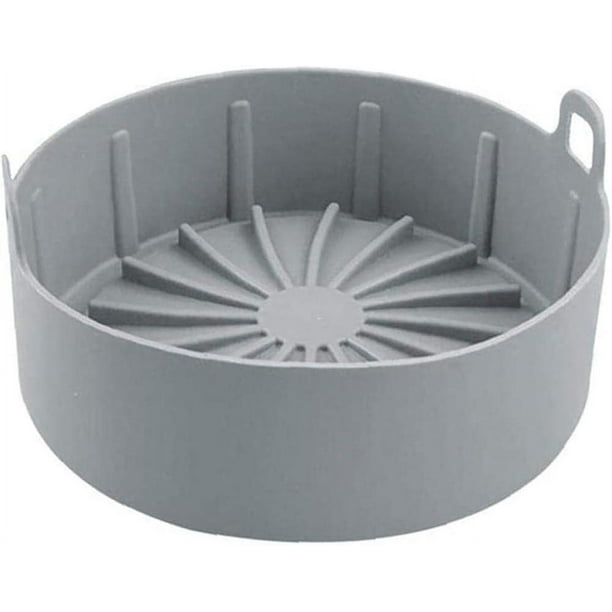 Olla de silicona con poste de aire, cesta de aire de repuesto para envoltorios, accesorio para freidora de aire L gris, accesorio para freidora de aire de cocina