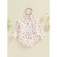 thumbnail image 5 of FEORJGP Infant Girl One-piece Jumpsuits Outfits 0 3M 6M 9M 12M Newborn Long Sleeve Rompers Crew Neck Floral Bodysuits with Hairband Kids Little Girls l Spring Fall Clothes for Daily Vacation, 5 of 8