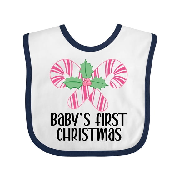 Inktastic Baby Girl First Christmas Candy Cane Girls Baby Bib