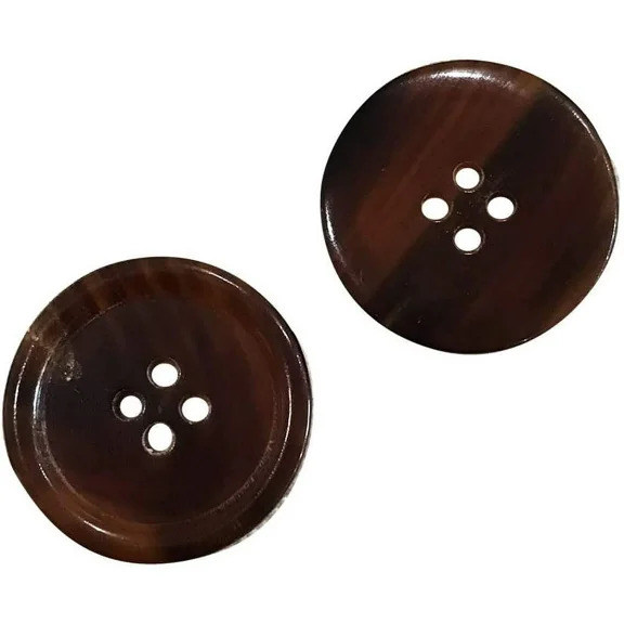 Set of 10 Premium Genuine Brown Horn Buttons - 25mm (1 Inch) for Coats