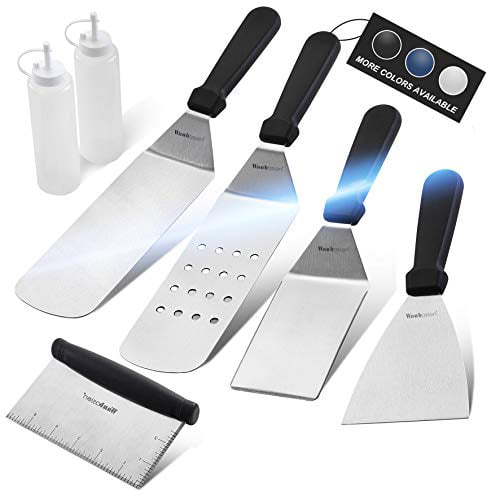 Flat Top Griddle Accessories, BBQ Griddle Accessories Kit with Heavy Duty Scraper Spatula Turner and Bottles Wanbasion BBQ Griddle Accessories Set 