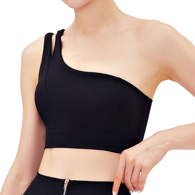 Qarigey Sujetador deportivo Fitness Top Gym Outfit Diseño sexy Multiusos Running Recortado Transpirable High Impact Crop Athletic Ropa interior Negro/M