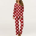 thumbnail image 2 of Diufon Valentine's Day Pajamas Set for Women Long Sleeve Lapel Top with Straight Wide Leg Pants Homewear Sets, 2 of 7